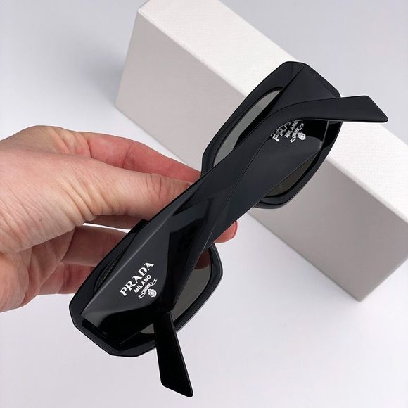 Prada PR17WS 1AB2B0 Sunglasses Black Gray Mirrored Silver Square Unisex - Picture 5 of 12